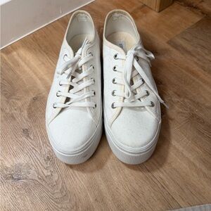 Steve Madden White Canvas Platform Sneakers